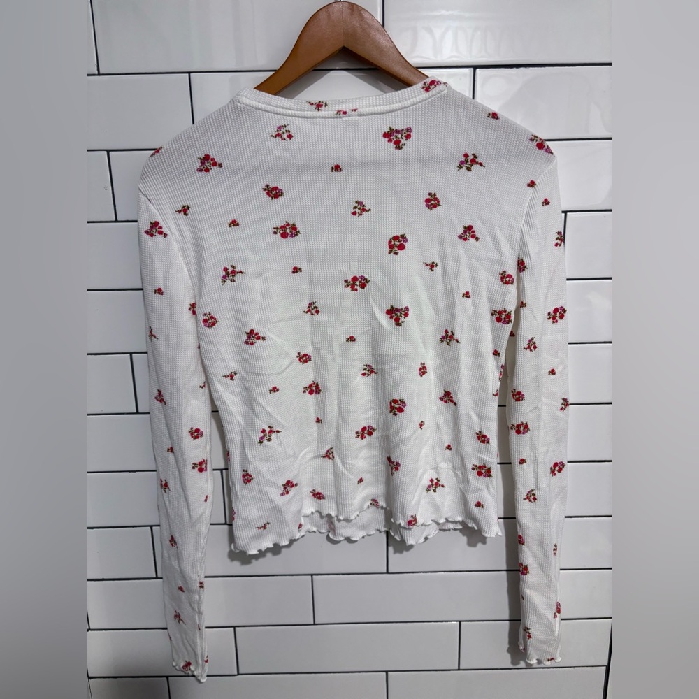 Nordstrom Brass Plum floral print Thermal Top M - Picture 4 of 4
